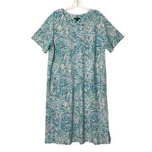 J.Jill Wearever Collection Blue & Green Paisley Print Dress Women’s XL Pockets